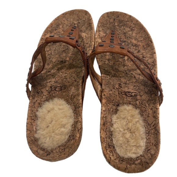 Ugg Australia Deitra cork, studded leather, T- strap thong sandals - Picture 2 of 4